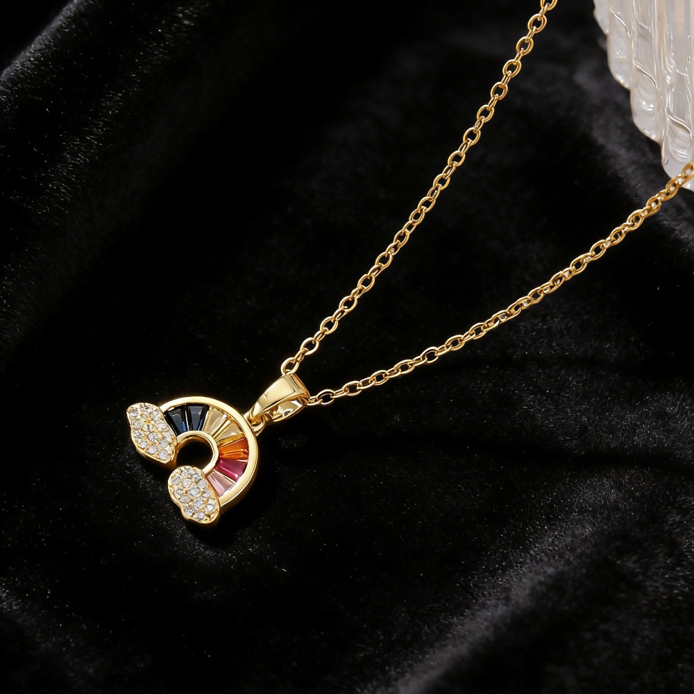 Women's Copper Double C Zirconia Semi-Circular Design Necklace